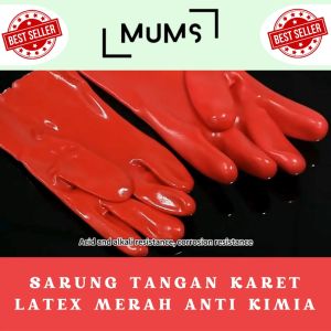 BMS - Sarung Tangan PVC Merah Kimia 14 Red PVC Gloves Chemical Karet 30 CM