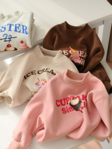 Childrens Cartoon Velvet Sweater Boys and Girls One-Piece Ollie Velvet Warm Top Childrens Autumn and Winter Childrens Clothing