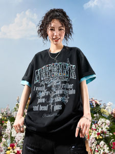 Gothic Style Crystal Alphabet Butterfly T-Shirt