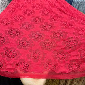 Kain brukat / brukat katun warna merah cabe