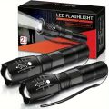 High Power LED Flashlight 5 Modes Zoomable Aluminum Camping Torch Waterproof Uses 3 AAA Batteries for Outdoor Activities ﻿. 