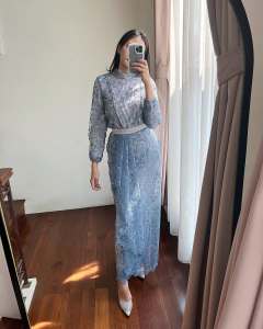 Dress Pesta - Dress Premium - Dress Biru - Dress Blue - Gamis Pesta - Gamis Premium - Gamis Lebaran