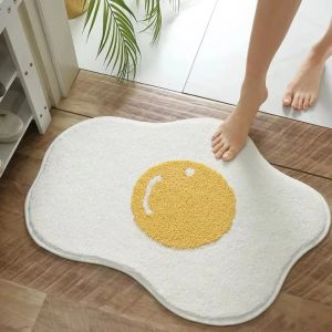 VIKAMA Playful Omelette Bath Mat Soft Warm and Non-Slip Bathroom Mat Bedroom Entrance Rug Bedside Carpet Home Decor
