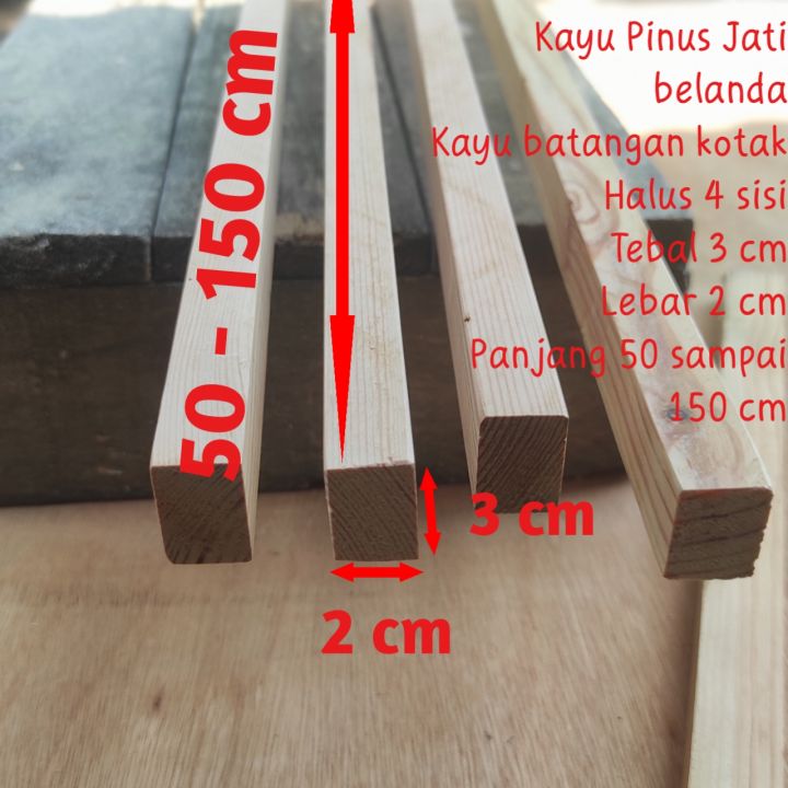 Kayu Damar Batangan Kotak/ Reng / Kaso / Kayu lis Ukuran 2×3 cm Panjang ...