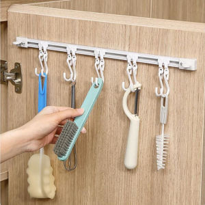 Punch-free Sliding Track Hook Kitchen Cabinet Door Back Row of Hanging Racks Sticky Hook Storage Rack to Save Space door hook