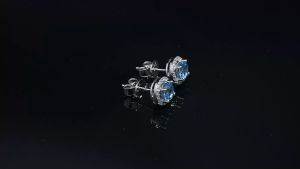 Round cut 5.0mm Blue Topaz 925 Sterling Silver Stud Earrings Natural Gemstone Fine Elegant Women Jewelry for Gift
