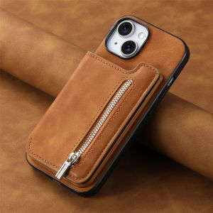 Magnetic Wallet iPhone 13 14 15 16 Pro Max Leather Case Cover Detachable Card Holder Zipper Coin Purse iPhone 16 Plus Casing Full Body Shockproof Protective Phone Case Accessories