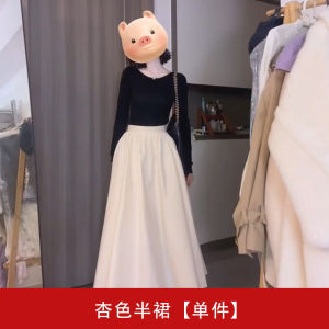 Elegant French Style Long Sleeve Dress Set Womens Spring 2025 New Small Size Fragrance Wind Long Dress A-Line Skirt