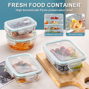Glass Crisper Airtight Food Keeper Leakproof Microwavable Oven Safe Lunch Box With Cover