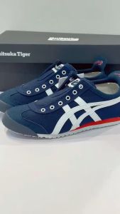 2024 Original Tiger Shoes Mexico 66 Comfortable breathable canvas shoes non-slip sneakers Mens Shoes Womens shoes Board shoes Casual shoes Couple shoes Navy blue