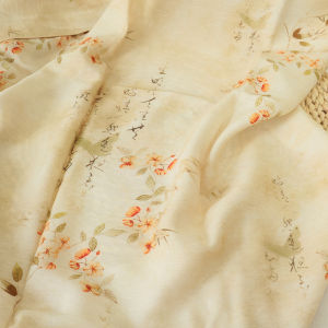 Chinese Style Tencel Linen Fabric Bamboo Flower Pattern Fabric Sewing Dress Shirt Clothing Fabric TJ22283