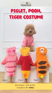 POMAPOO - Baju Kucing dan Baju Anjing Piglet Pooh Tiger Costume
