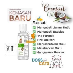 30ml MINYAK VCO Vitamin / Obat Alami Scabies / Skabies  Jamur  Luka Abses Koreng Infeksi Heirballs Masalah Pencernaan Melebatkan dan Pertumbuhan Bulu Diare Perawatan Kulit Nafsu Makan Gembul  Menguatkan Tulang Untuk Hewan / Binatang  Kucing Anjing Hamster