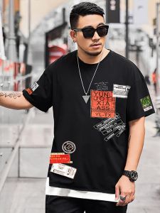 plus Size Mens T-Shirt round Neck Short Sleeve Loose Casual Big Brand Summer Fashion Urban Style Animal Print Heat Transfer