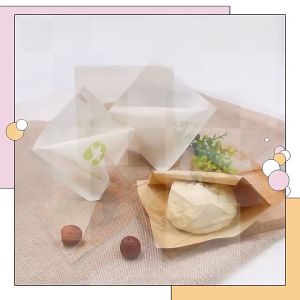 100Pcs Disposable Kraft Sandwich Bag Wrapper Hotdog Donut Toast Bread Triangle Bag Pouch