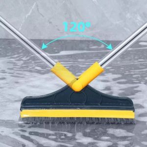Sapu Pegangan Panjang untuk Mencuci Jendela Toilet | Sikat Pembersih Celah Lantai Dapur | Sikat Pembersih Lantai Kamar Mandi | Sikat Dorong 2in1 | Sikat Sudut Lantai Putar Plus Wiper Pembersih Lantai