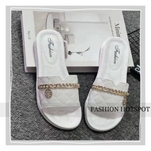 รองเท้าแตะผู้หญิงสวยๆ รองเท้าสวมน่ารัก สีพื้นคลาสสิค สไตล์ชิคๆ ผู้ดีสุดๆ 💓