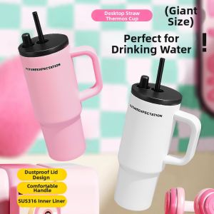 Portable Insulated Cup for Women Large Capacity with Handle and Straw