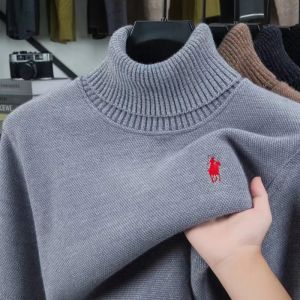 Luxury brand high neck sweater mens new fashion classic Paul embroidery design winter plush thick warm casual knitted pullover