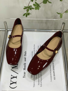 รองเท้า Mary Janes ส้นแบนสีแดงสไตล์ย้อนยุคสำหรับผู้หญิง ฤดูร้อน 2025 รองเท้าส้นแบนแบบสวมสบาย สไตล์หวานๆ สำหรับใส่ไปงานวันเกิด