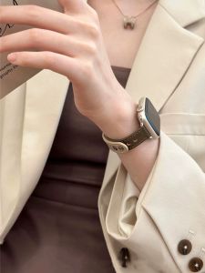 Creative Luxury Genuine Leather Watch Band for Apple Watch S8 S9 S10 Ultra2 Womens Style 41/45mm Suitable for Autumn Winter