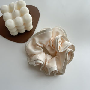 เรียบหรู ผ้าซาติน ยางรัดผม สไตล์เกาหลี สีบริสุทธิ์ พลีท ขอบหัวดอกไม้ ทันสมัย ยางรัดผม เรียบง่าย ยัง ชิค เครื่องประดับผม