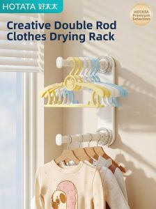 Hotata | Drill-Free Extendable Suction Clothes Hanger Rod