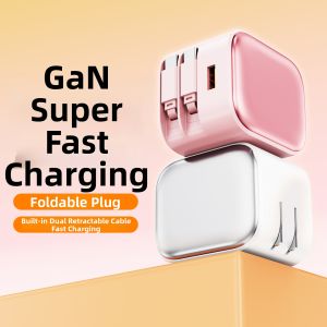SUPMANGO | Fast Charging GaN Charger with Retractable Dual Type-C Cable for iPhone 17 Promax