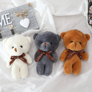 BUY IN COINS 1Pc Mini Plush Bear Rabbit Toys 12cm Conjoined Bear Pendant PP Cotton Soft Stuffed Toy Bouquet Doll Holiday Gift