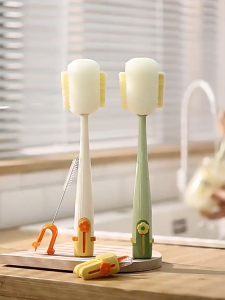 SKISOPGO 5 IN 1 Bottle Brush Set 360 Degrees Rotate Beru Baby Bottle Cleanser Travel Brush Milk Bottle Brush