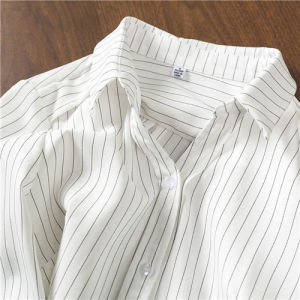 Vertical Stripe Spaghetti Loose Office Chiffon Shirt
