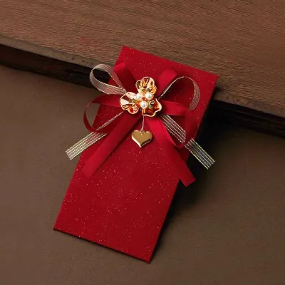 Luxury Fabric Wedding Envelope for Bridesmaids And Close Friends Engagement Gift Money Seal Red Envelope Celebration Pack