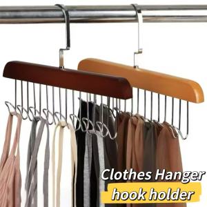 8 - Hook Organizer Hanger for Bra - Multi - Tier Space - Saving Clothes Hanger - Wooden & Metal Design for Efficient Wardrobe Organization