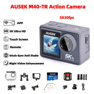 Original AUSEK M40TR M40TRW Action Camera 5K 30fps Ultra HD Touch Screen AT-M40TR AT-M40TRW Night Vision EIS Sport Camera