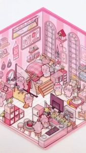 [Sticker 3D 3 tấm 12.5*19] Mini Scape 3D Bộ sticker trang trí cảnh quan 3D phong cách Hàn Quốc - VPP Thiên Ái TA059