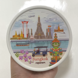 จานรองแก้วดูดน้ำ ทรงกลมมีขอบ ชุด ทั่วไทย ที่รองแก้วซับน้ำ King Coaster ธนบดีเซรามิค