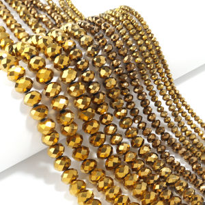 3/4/6/8/10mm Faceted Shape Crystal Beads Gold Color Austria Crystal Glass Beads Spacer Bead DIY Jewelry Making Necklace Bracelet