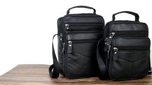 100% Genuine Leather Mens bag Messenger bag Business shoulder bag IPAD briefcase Crossbody bag