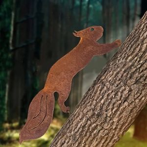 1pc Creative Tree Insert Rusty Squirrel Silhouette Metal Decoration Tree Stakes Branch Insert Decoration Iron Art Silhouette
