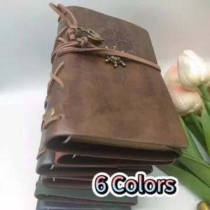 Vintage pirate ship design leather diary with navigation compass design faux leather cover reusable loose leaf travel notebook