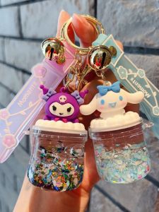 May Day Activity Cartoon KT Crystal Sand Keychain Small Gift for Primary School Students Bookbag Ornaments Creative Cultural Gifts
