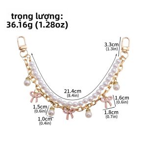 Dây Đeo Túi Xách Vàng Dây Nối Dài Túi Hai Lớp Ngọc Trai Nơ Hồng Phụ Kiện Trang Trí Túi Xách Nữ Quà Tặng