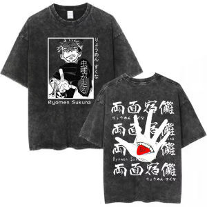 Bandai | Anime Jujutsu Kaisen Fushiguro Toji Graphic Vintage Washed T-shirts Men Women Short Sleeve T Shirt Fashion Casual Cotton T-Shirt