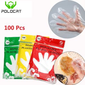 Polocat 100Pcs Transparent Disposable Plastic Gloves For Cooking Kitchen BBQ Cleaning PVC Wateproof Safety Gloves