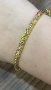 Poh Heng Jewellery 22K Textured Bangle in Yellow Gold [Price By Weight]