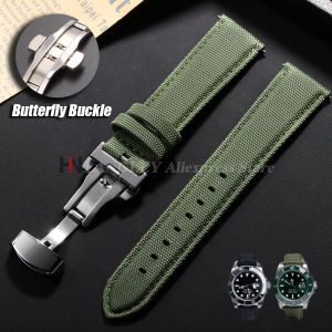 Sailcloth Watch Strap 20mm 22mm for Omega for Seiko Business Nylon Butterfly Buckle Waterproof Men Women Quick Release Watchband