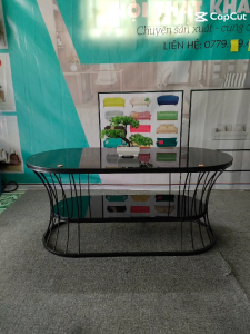 [HCM]BÀN TRÀ - BÀN SOFA - BÀN OVAN CAO CẤP-  KHUNG SẮT SƠN TĨNH ĐIỆN - MẶT KÍNH CƯỜNG LỰC-50*100CM