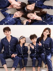 Family Match Silk-like Long Sleeve Sleepwear Spring Autumn