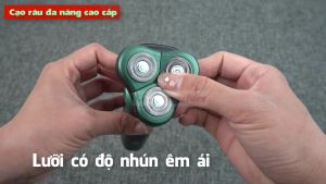 Máy Cạo Râu 9D Lưỡi Dao Kép đa năng đầu tông đơ cắt tỉa lông mũi chống nước IPX7 sạc pin màn hình kỹ thuật số hoạt động êm ái