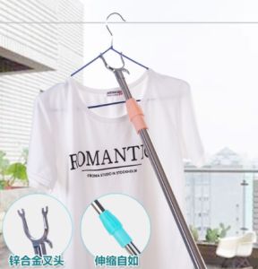 Clothes Fork Extendable Cangkuk Baju Steel Fork Extendable Clothes Rail Retractable Household Picking Clothes Fork Clothes Rod Cangkuk Baju 晒衣叉 Keluli Tahan Karat Batang Sokongan Baju Pakaian Rod Panjang Berelastik Garpu Pakaian Tergantung Baju